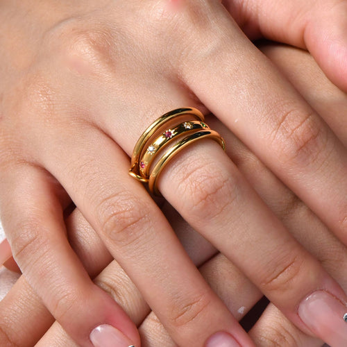 Colored zircon ring set