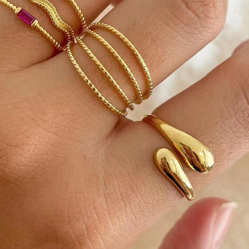 18K gold stainless steel double-ended arc-shaped opening ring