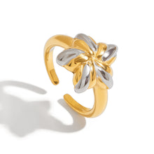 Load image into Gallery viewer, An 18K gold, stainless steel, gold and silver color-matched five-pointed star opening ring