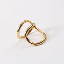 Load image into Gallery viewer, A stainless steel 18K gold ring with geometrically twisted lines
