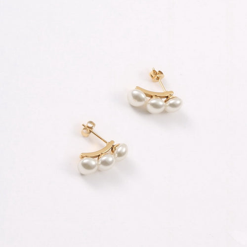18K gold stainless steel pearl earrings