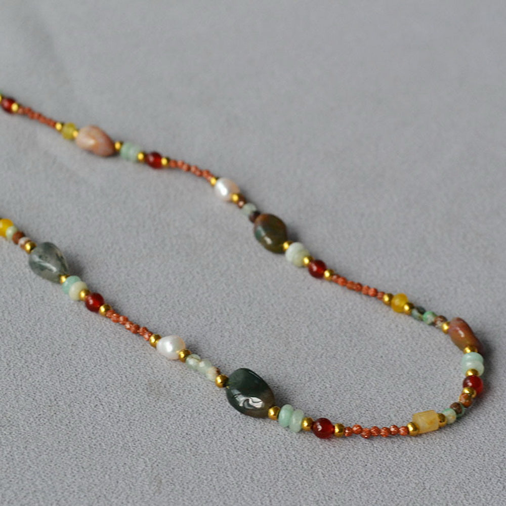 Colorful natural stone beaded necklace