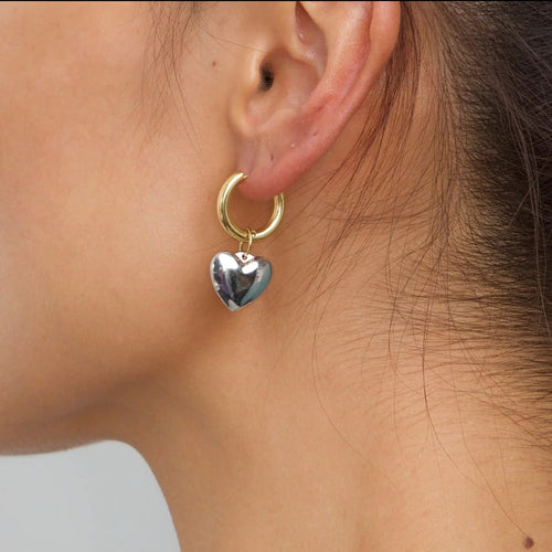 18K gold stainless steel heart-shaped earrings