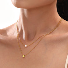 Load image into Gallery viewer, Stainless steel 18K gold star-shaped beaded multi-layer necklace
