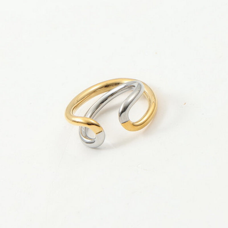 Stainless steel two-color spliced open ring