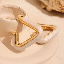 Load image into Gallery viewer, Stainless steel oil-dripping white triangular hollow earrings