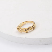 Load image into Gallery viewer, 18K gold stainless steel twisted knot ring