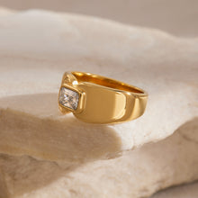 Load image into Gallery viewer, 18K stainless steel ring with zirconium thread and smooth surface