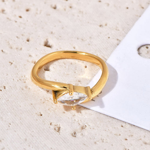 Stainless steel zirconium-encrusted ring