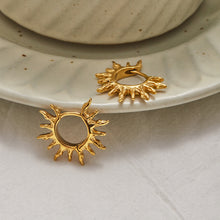 Load image into Gallery viewer, 18K gold stainless steel sun earrings