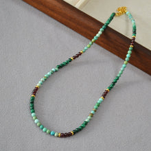 Load image into Gallery viewer, Malachite garnet turquoise beaded necklace