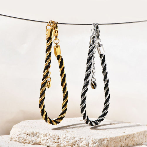 Twisted double-color stainless steel bracelet