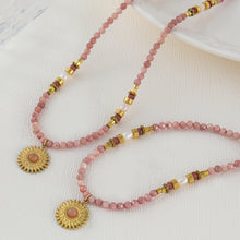 Load image into Gallery viewer, Pink natural stone handcrafted beaded necklace