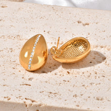 Load image into Gallery viewer, Stainless steel teardrop-shaped slightly set zircon stud earrings