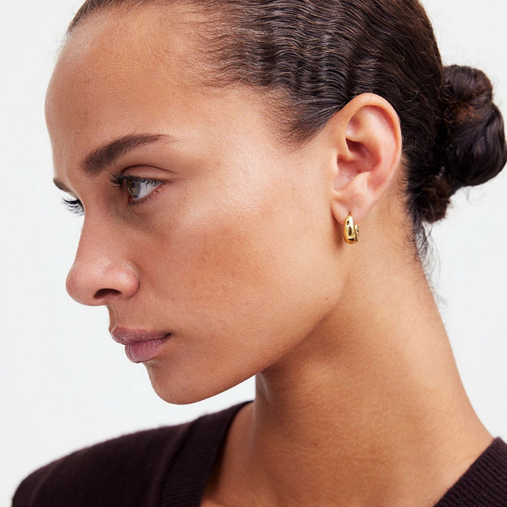 Brass gold-plated round ear buckles