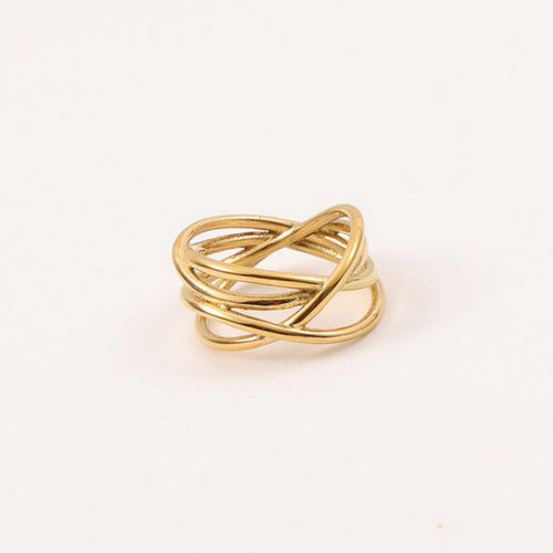 One stainless steel wound and hollowed-out line ring