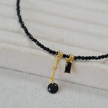 Load image into Gallery viewer, Black spinel beaded pendant necklace
