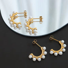 Load image into Gallery viewer, Stainless steel pearl-like C-shaped ear studs