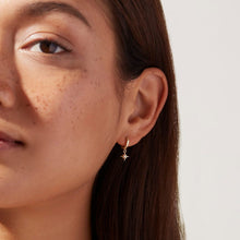 Load image into Gallery viewer, Octagonal star earrings, star element earrings, simple diamond-encrusted zircon earrings