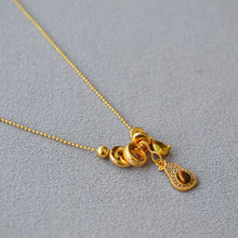 Load image into Gallery viewer, Tiger&#39;s eye avocado pendant necklace