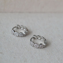 Load image into Gallery viewer, White zircon full-diamond hollowed-out round mini copper ear buckles