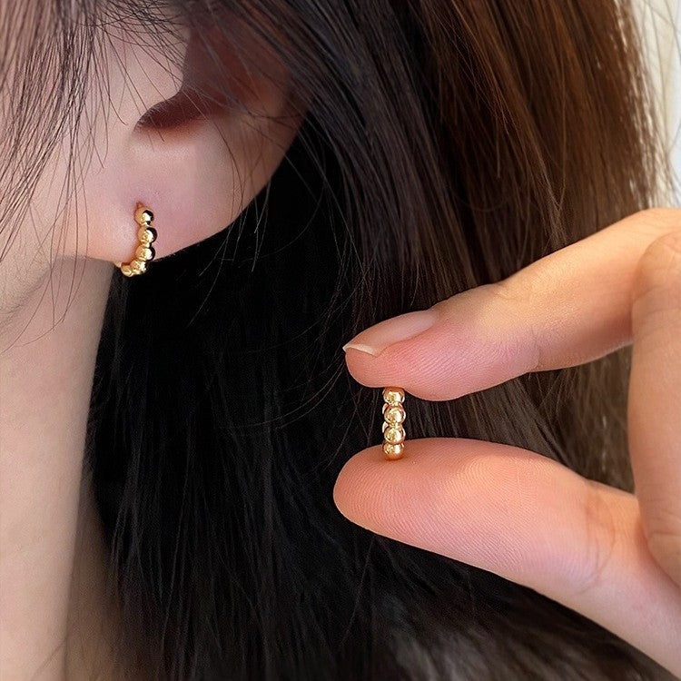 18K gold and copper material bead small ear buckle