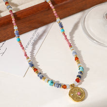 Load image into Gallery viewer, Sunflower pendant natural stone beaded necklace
