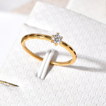 Load image into Gallery viewer, 18K copper gold-plated slightly set zircon ring