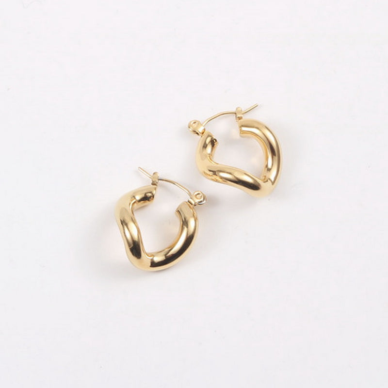 U-shaped geometrically irregular stainless steel earrings