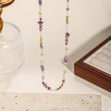 Load image into Gallery viewer, Purple natural stone beaded necklace