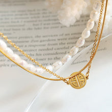 Load image into Gallery viewer, Stainless steel three-layer round plate freshwater pearl beaded bracelet