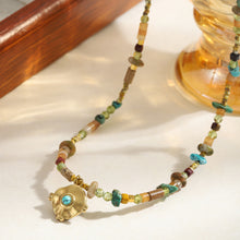 Load image into Gallery viewer, Natural turquoise colored crushed stone beaded necklace