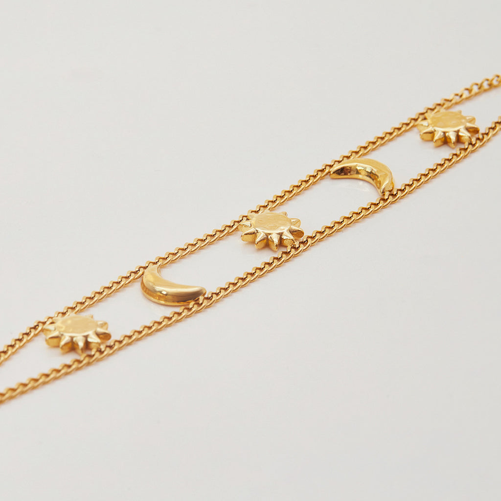 18K gold stainless steel Sun and Moon bracelet