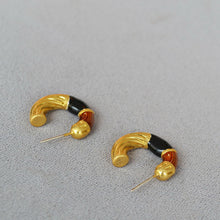 Load image into Gallery viewer, Maillard handcrafted enamel color brass gold-plated 925 silver needle earrings