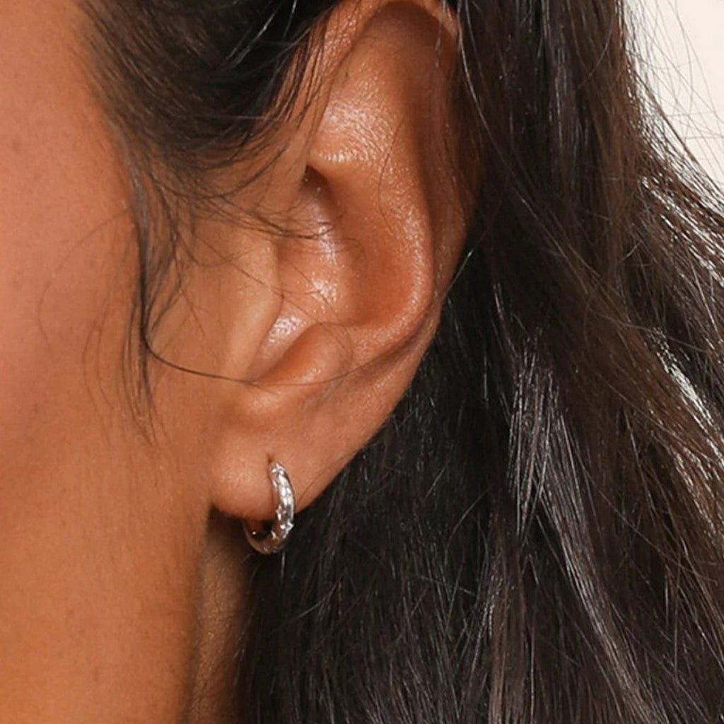 18K gold and copper earrings with zirconium inlays