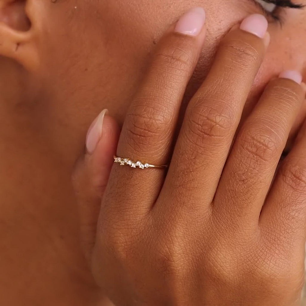 Stainless steel colored zircon December birthday stone ring