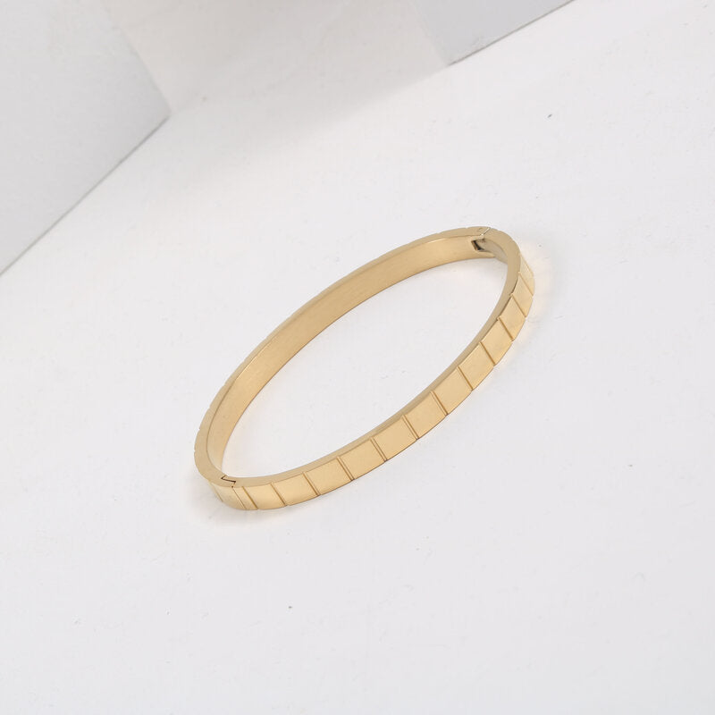 18K gold stainless steel checkered bracelet