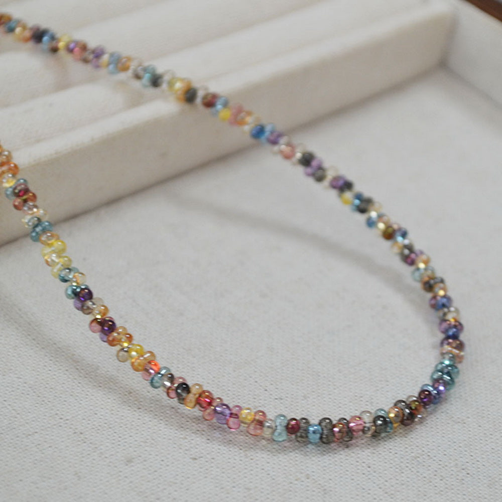 Bohemian-style colorful and transparent rice bead handcrafted beaded necklace