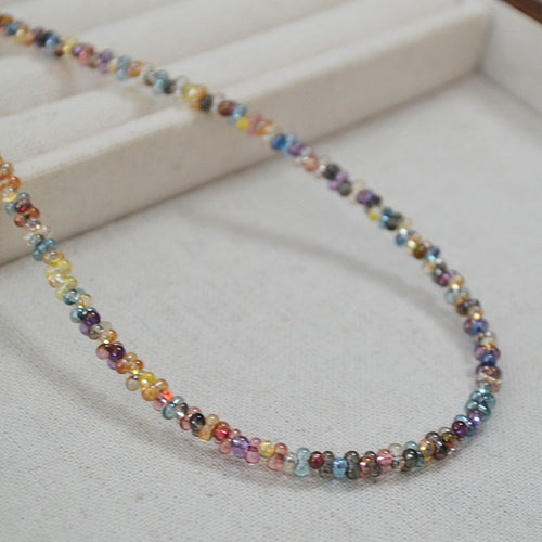 Bohemian-style colorful and transparent rice bead handcrafted beaded necklace