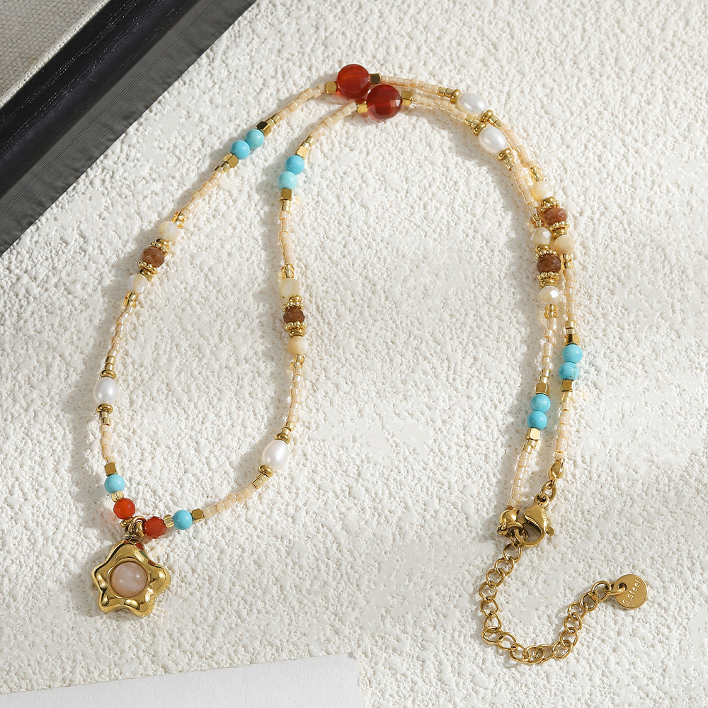 A natural stone handcrafted beaded necklace