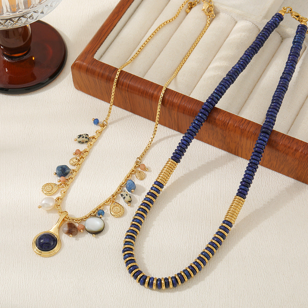 Lapis lazuli necklace, sweater chain