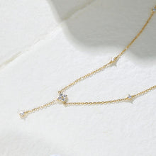 Load image into Gallery viewer, S925 sterling silver plated with 18K gold four-leaf clover zircon pendant necklace collarbone chain