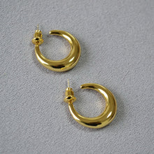 Load image into Gallery viewer, Brass gold-plated smooth crescent-shaped 925 silver needle earrings