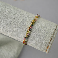 Load image into Gallery viewer, Colorful tourmaline natural stone woven flower beaded bracelet