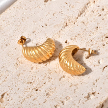 Load image into Gallery viewer, Stainless steel C-shaped threaded line earrings