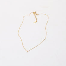Load image into Gallery viewer, 18K gold single diamond pendant collarbone chain necklace