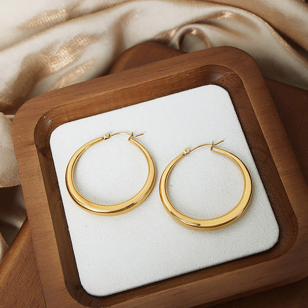 Stainless steel smooth plain ring large ring earrings
