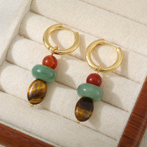 Colored natural stone beaded earrings