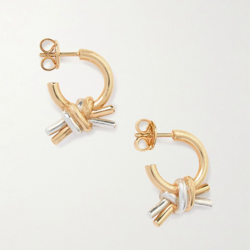 Golden ring-shaped twisted copper earrings