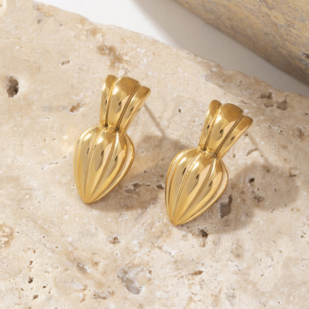 18K real gold electroplated stainless steel golden radish earrings
